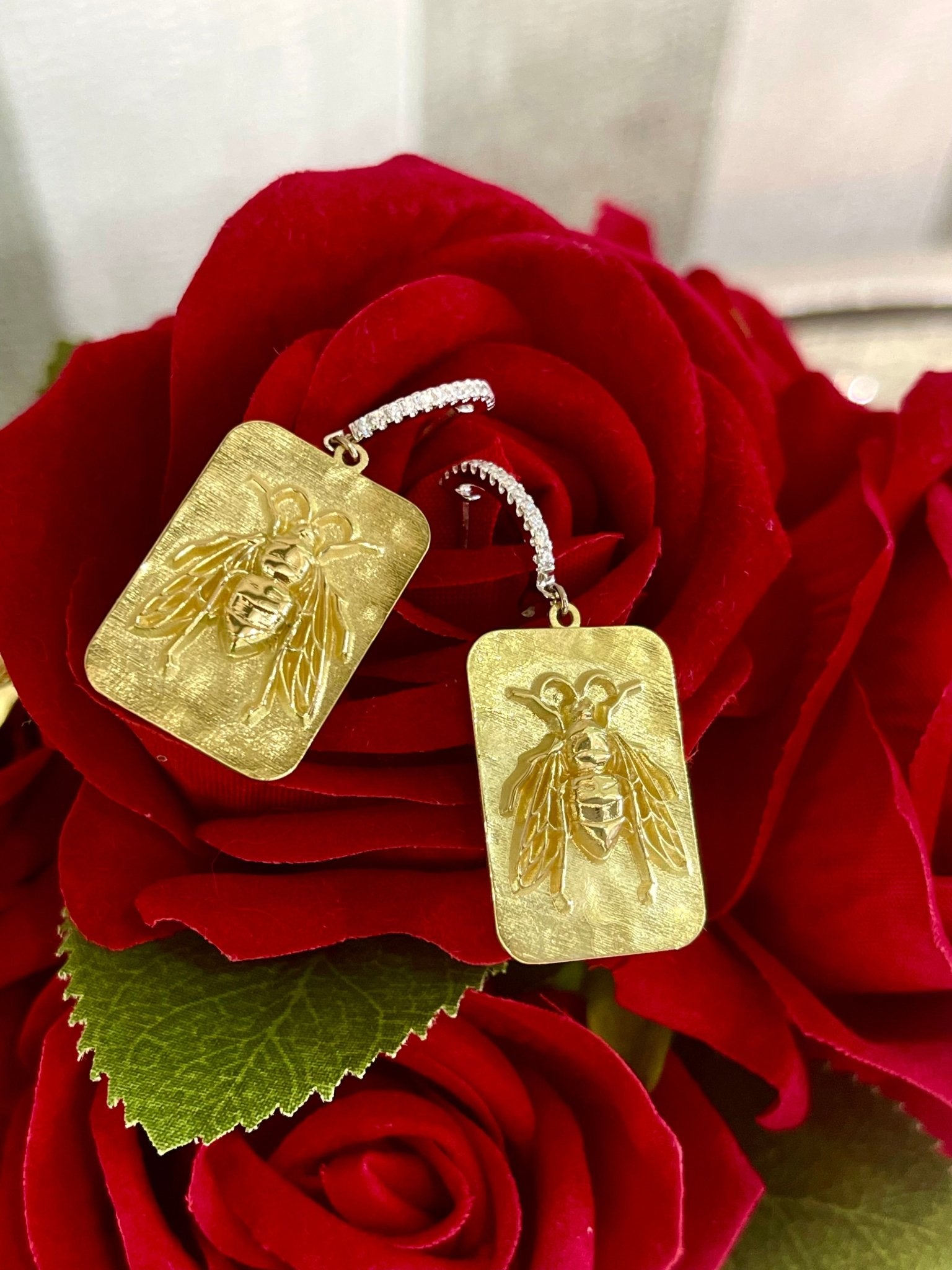 Bee Diamond Huggie Earrings in 18k yellow gold - ForeverJewels Design Studio 8