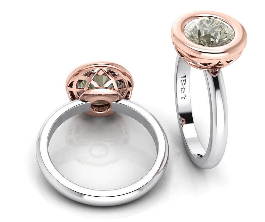 Bezel Set Round Cognac Diamond Solitaire Ring - ForeverJewels Design Studio 8