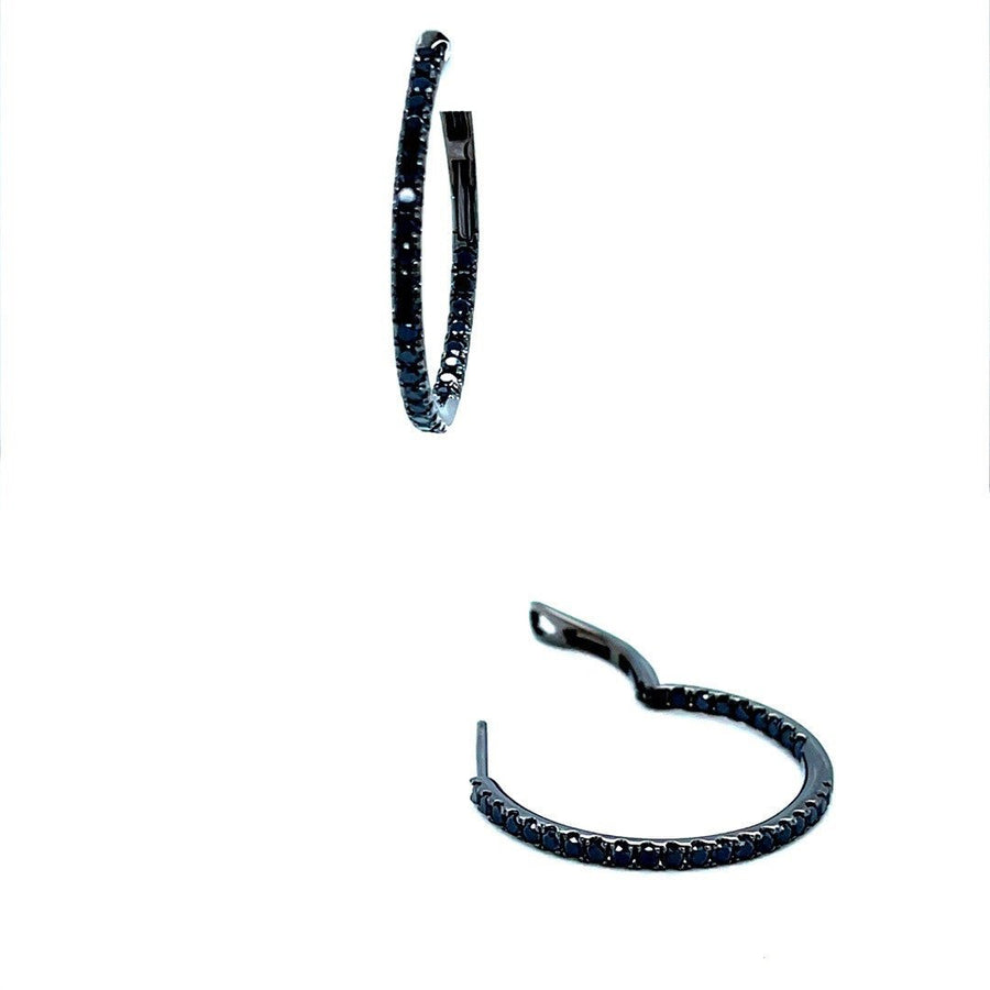 Black Diamond Medium Hoop Earrings - ForeverJewels Design Studio 8
