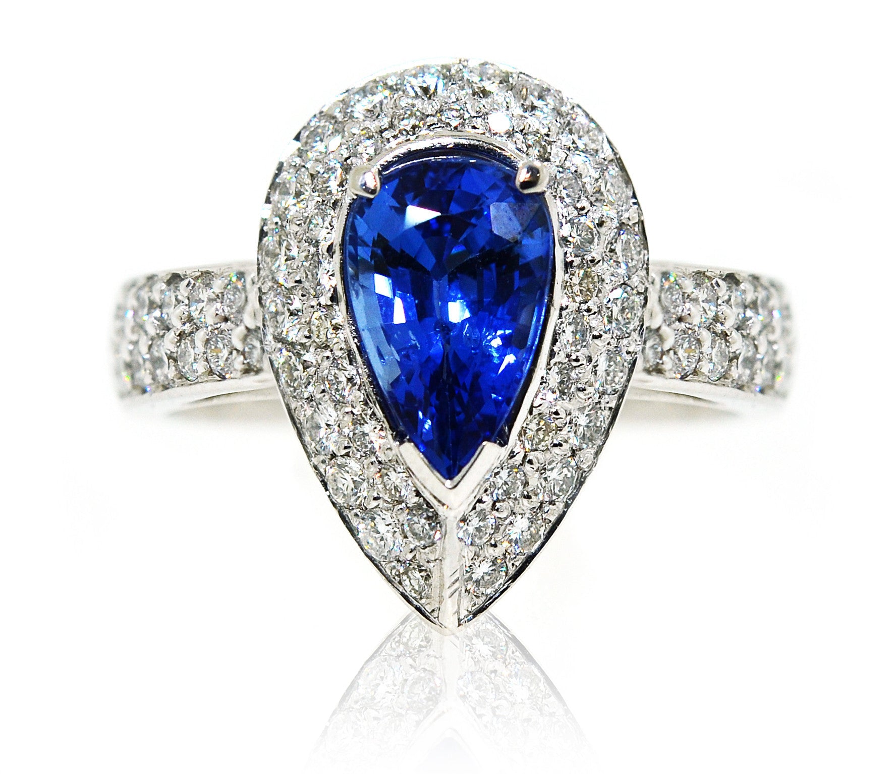 Blue sapphire and diamond Halo Ring - ForeverJewels Design Studio 8