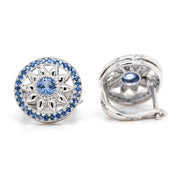 Blue Sapphire Flower Studs in White Gold - ForeverJewels Design Studio 8