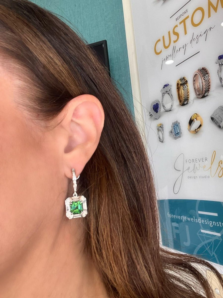 Chrome Green Tourmaline and Diamonds Earrings - ForeverJewels Design Studio 8