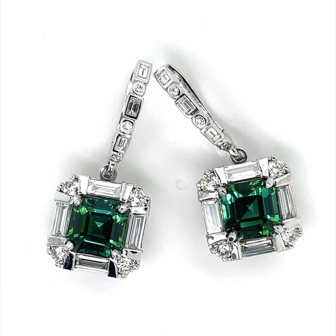Chrome Green Tourmaline and Diamonds Earrings - ForeverJewels Design Studio 8