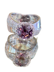 Crossover Violet Spinel and Diamond Ring in 18k white gold - ForeverJewels Design Studio 8