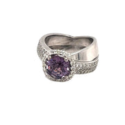 Crossover Violet Spinel and Diamond Ring in 18k white gold - ForeverJewels Design Studio 8