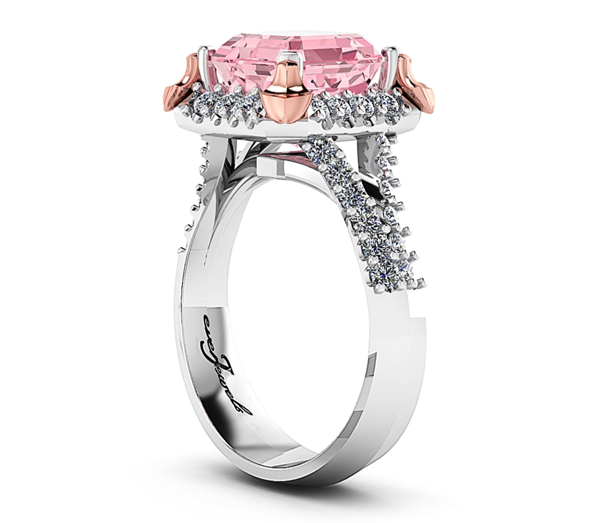 Cushion cut pink tourmaline and diamonds Ring - ForeverJewels Design Studio 8