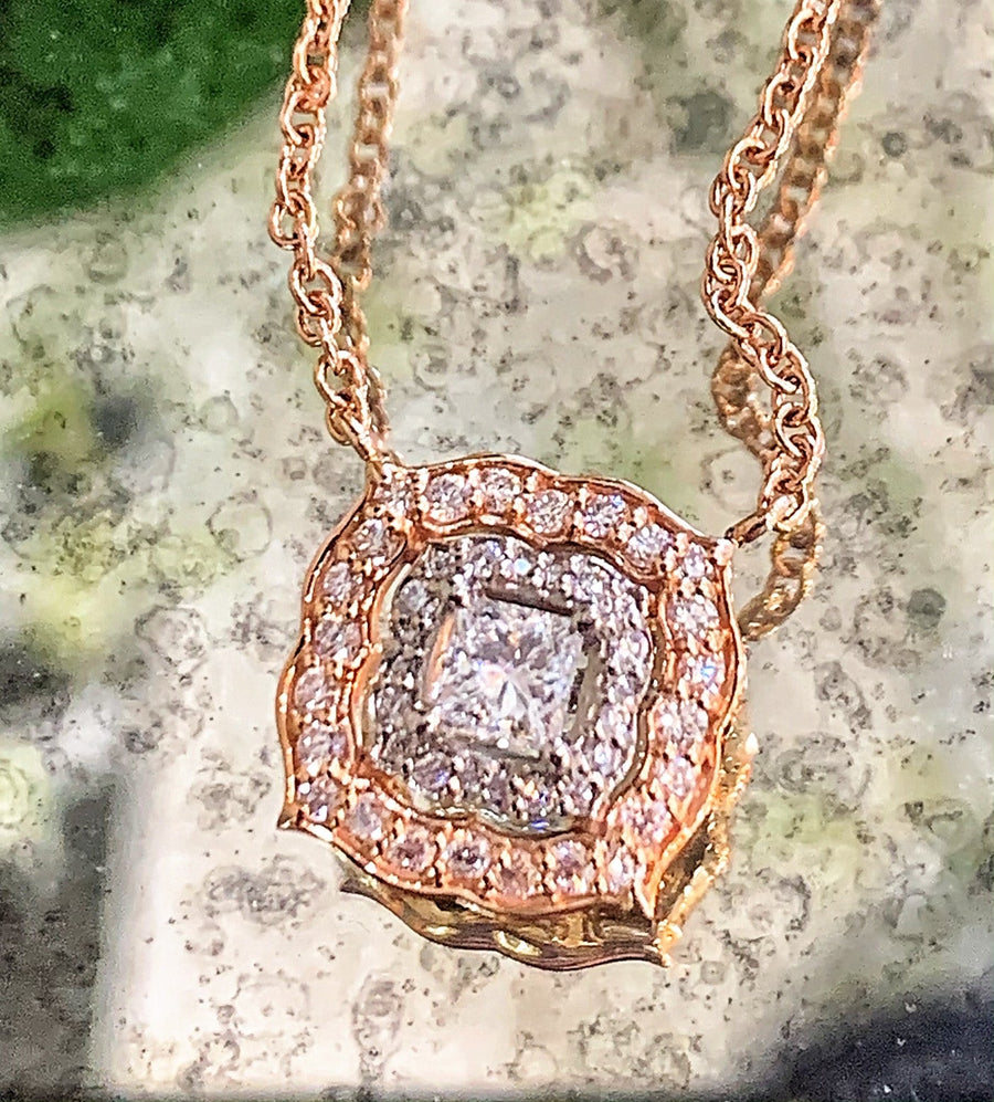 Diamond Halo Rose Gold Pendant - ForeverJewels Design Studio 8
