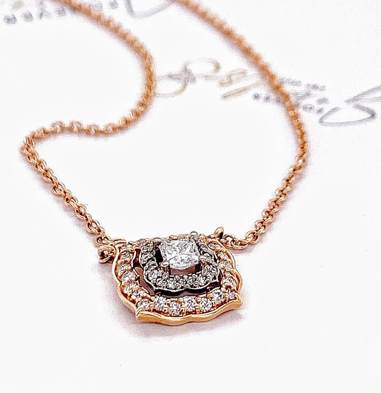 Diamond Halo Rose Gold Pendant - ForeverJewels Design Studio 8