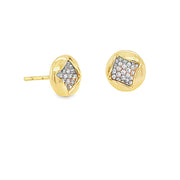 Diamond Pave Yellow gold Earrings Studs - ForeverJewels Design Studio 8