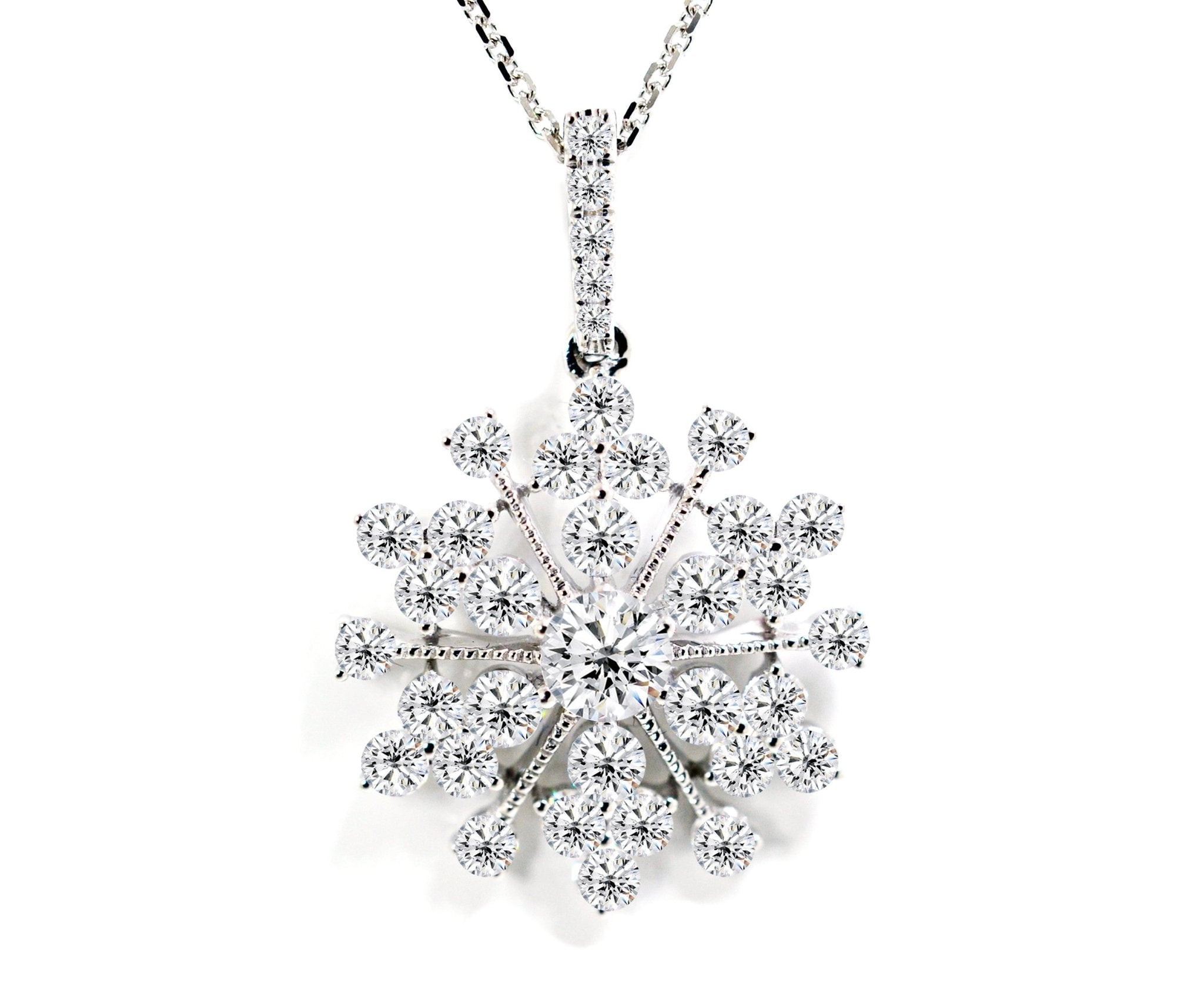 Diamond Snowflake Pendant in White Gold - ForeverJewels Design Studio 8