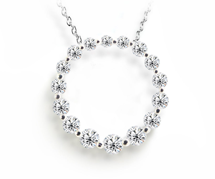 Diamond White Gold Circle Pendant - ForeverJewels Design Studio 8