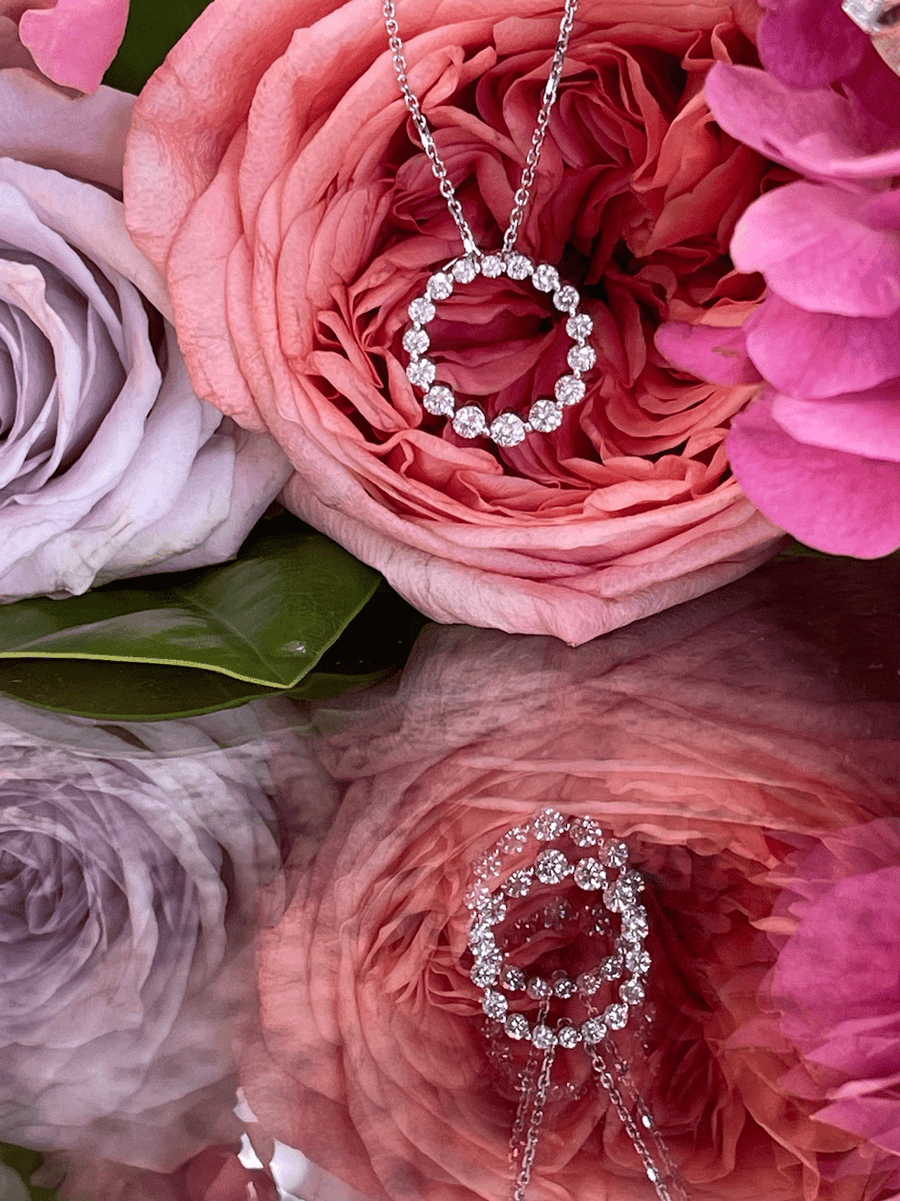 Diamond White Gold Circle Pendant - ForeverJewels Design Studio 8