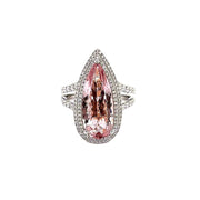 Double Diamond Halo Morganite Ring - ForeverJewels Design Studio 8