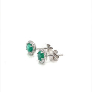 Emerald Diamond halo Studs Earrings - ForeverJewels Design Studio 8
