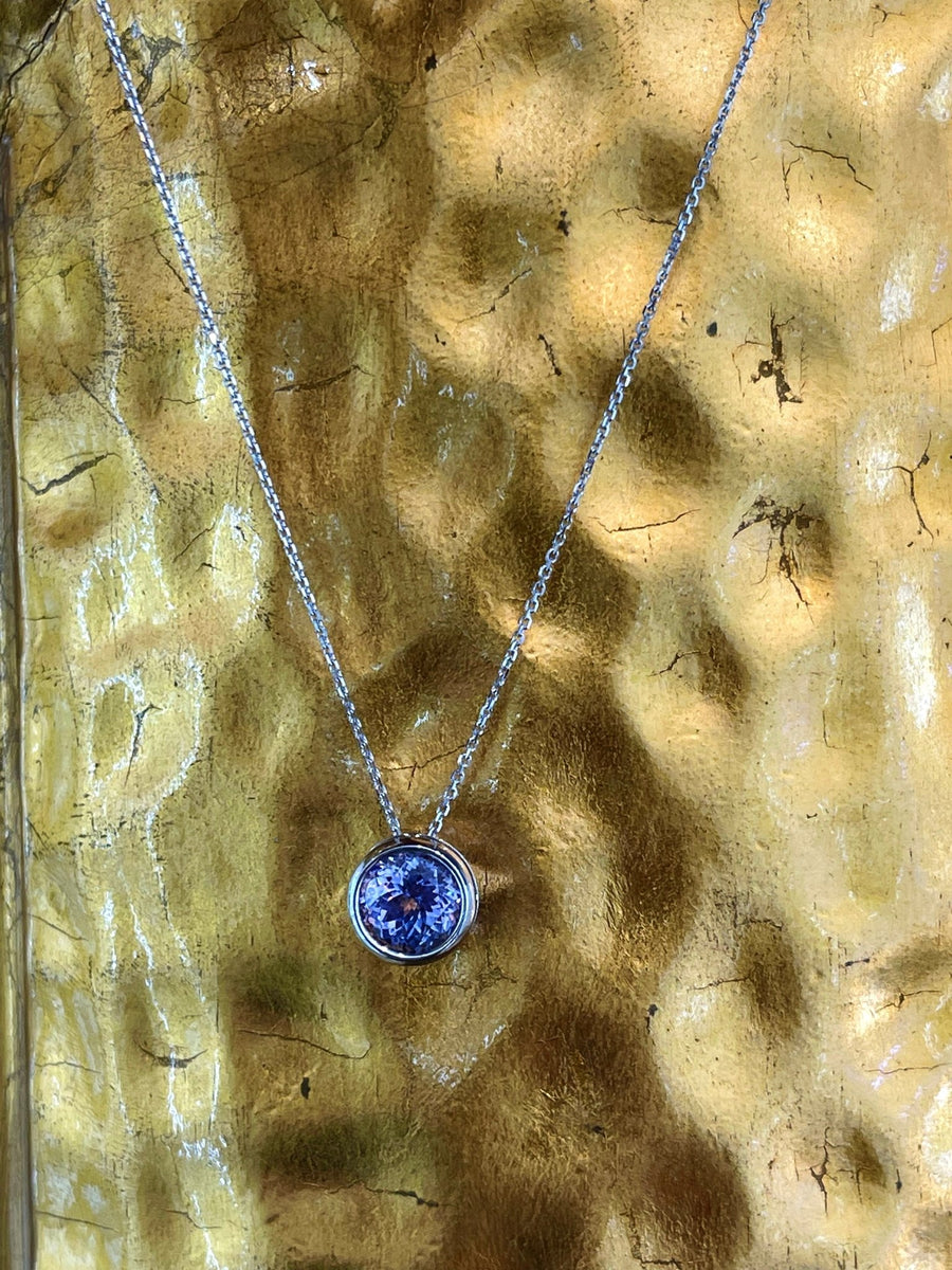Floating Tanzanite White gold Necklace - ForeverJewels Design Studio 8