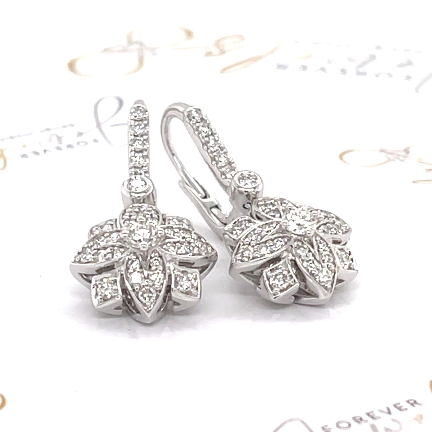 Flower Drop Diamond Earrings - ForeverJewels Design Studio 8