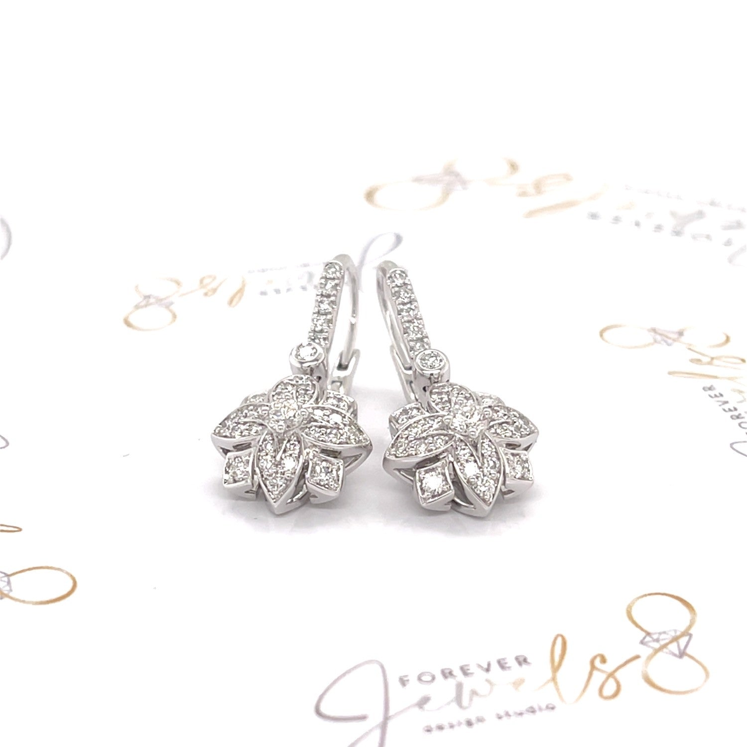 Flower Drop Diamond Earrings - ForeverJewels Design Studio 8