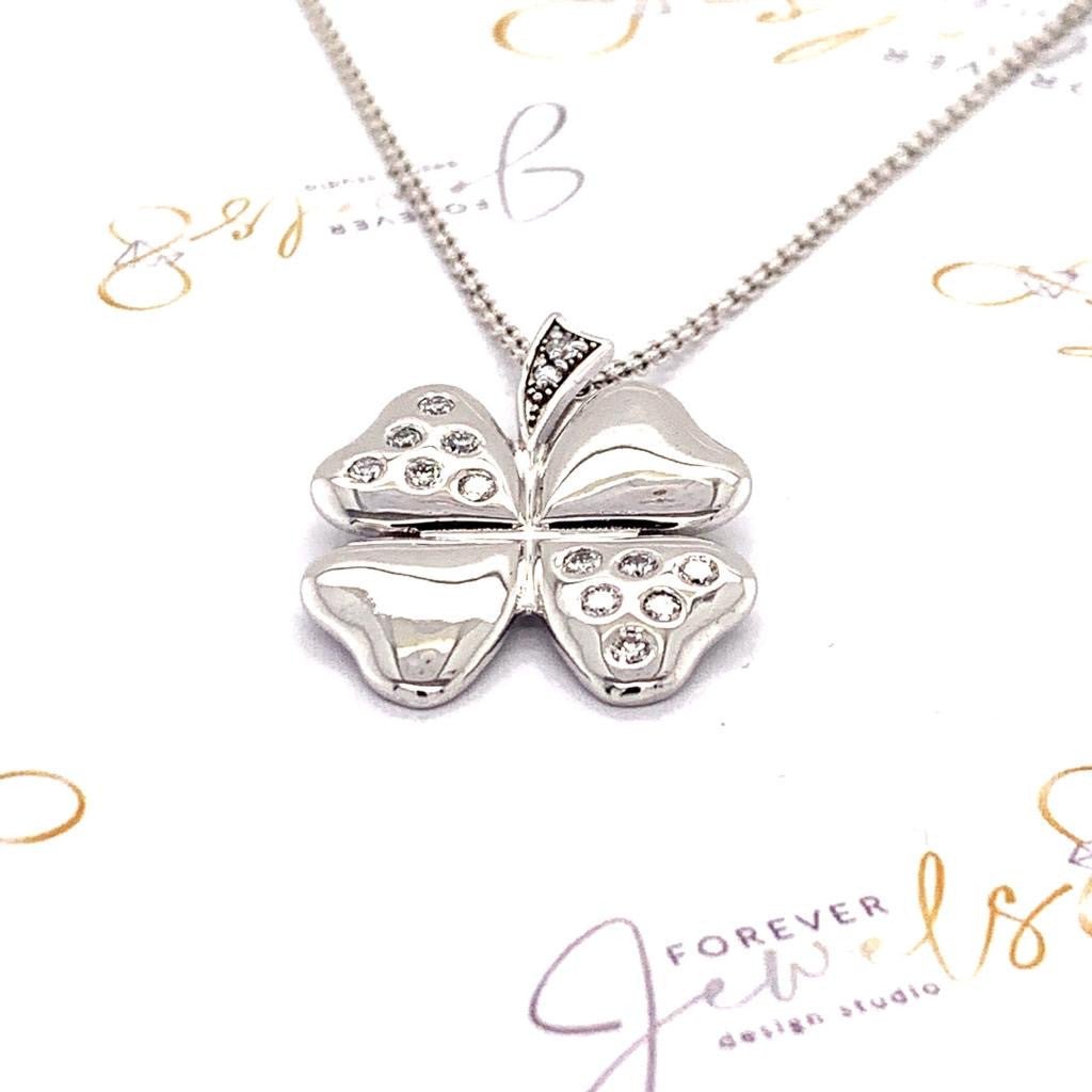 Four leaf clover diamond pendant - ForeverJewels Design Studio 8