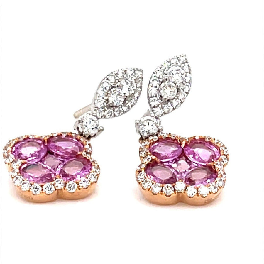 Four leaf clover pink sapphire diamond earrings - ForeverJewels Design Studio 8