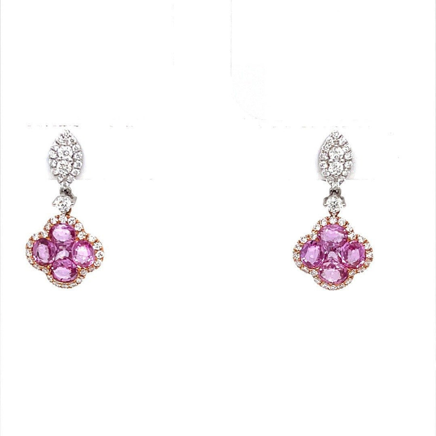 Four leaf clover pink sapphire diamond earrings - ForeverJewels Design Studio 8