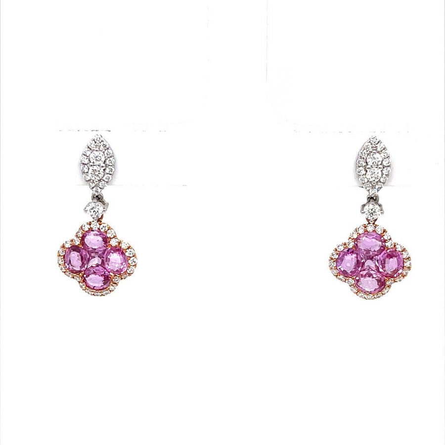 Four leaf clover pink sapphire diamond earrings - ForeverJewels Design Studio 8