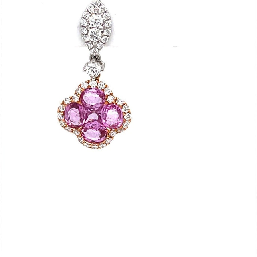 Four leaf clover pink sapphire diamond earrings - ForeverJewels Design Studio 8