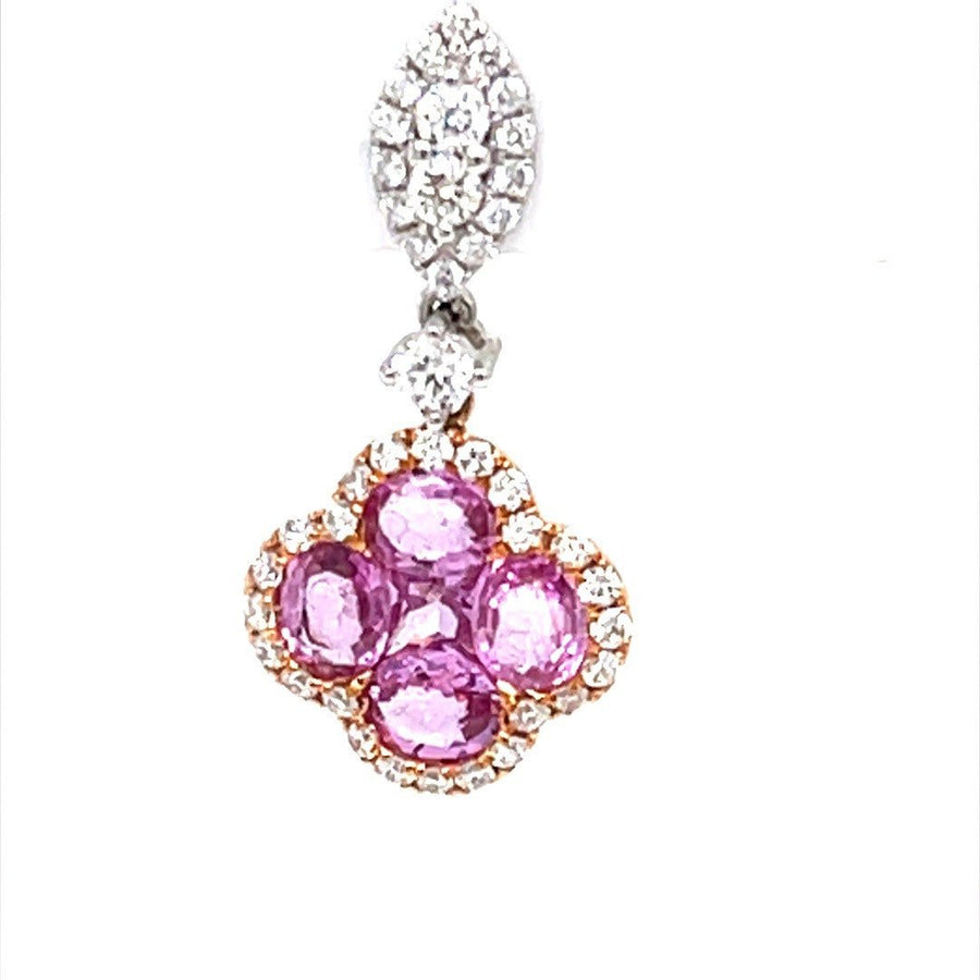 Four leaf clover pink sapphire diamond earrings - ForeverJewels Design Studio 8