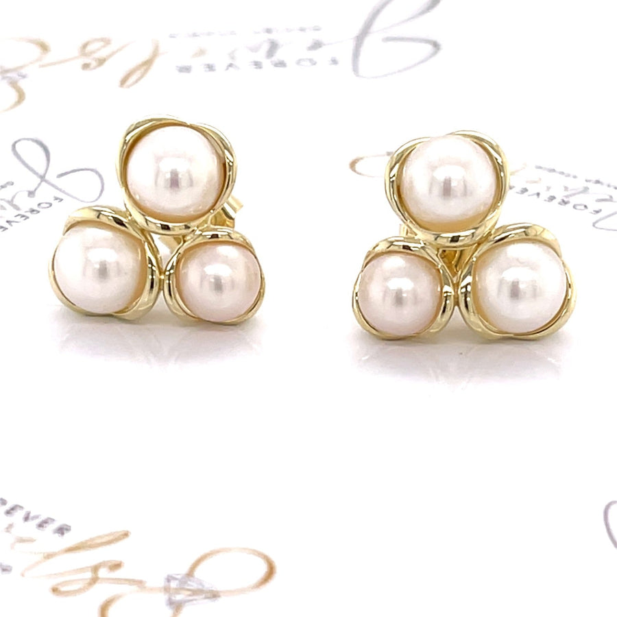 Fresh Water Pearl Yellow Gold Earrings - ForeverJewels Design Studio 8