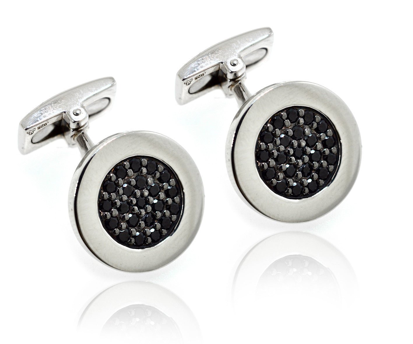Gents designer cufflings with black cubic zircons in sterling silver - ForeverJewels Design Studio 8