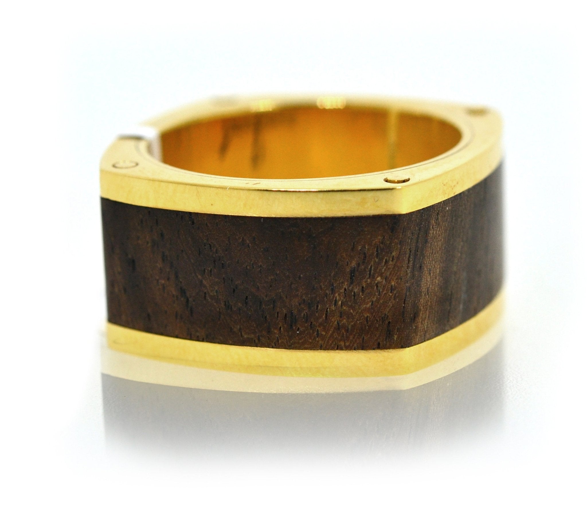 Gents Ring 18k Yellow Gold with Ebony Wood Inlay - ForeverJewels Design Studio 8