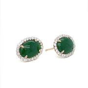 Green Jadeite Jade Earrings Studs & Diamond Halo - ForeverJewels Design Studio 8