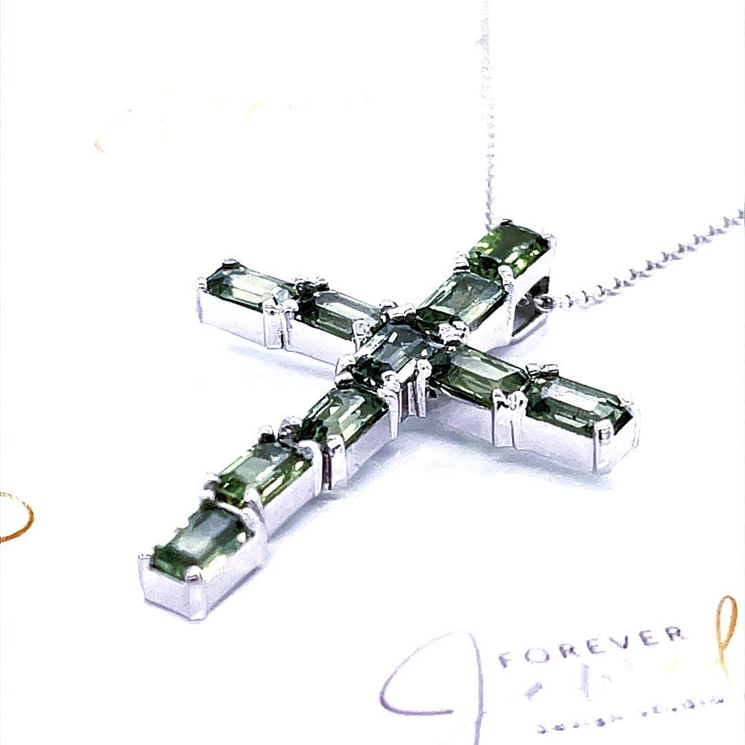 Green Sapphire Cross Pendant - ForeverJewels Design Studio 8