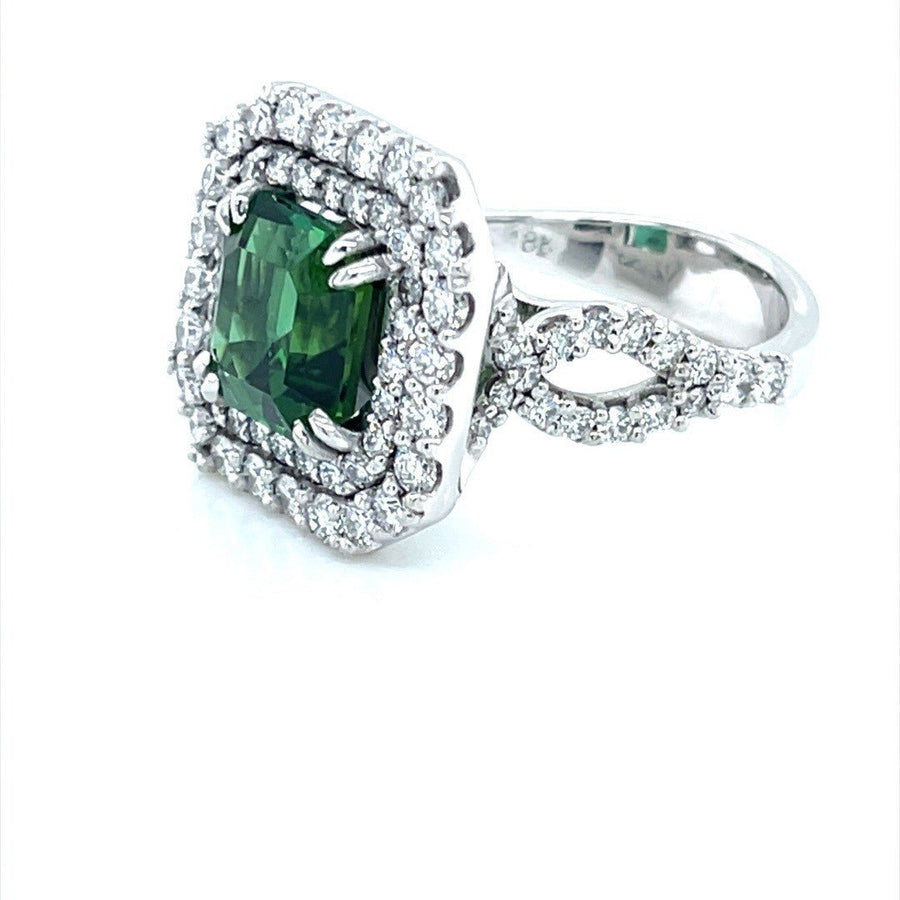 Green Tourmaline and Diamond Halo Ring - ForeverJewels Design Studio 8