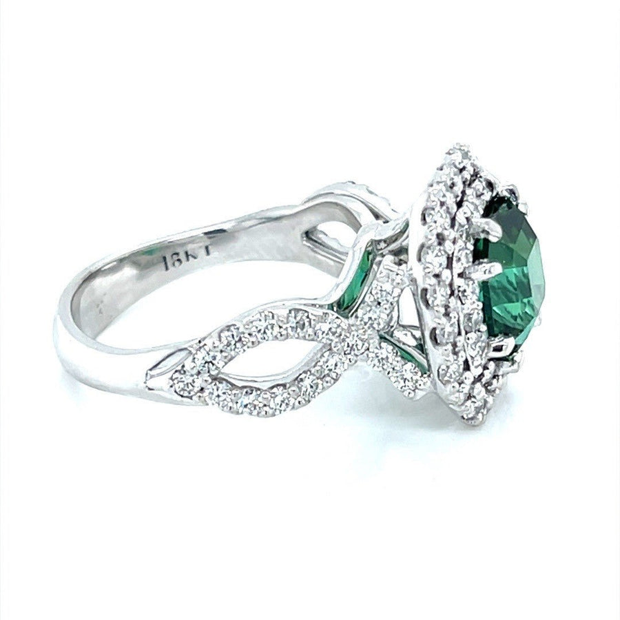 Green Tourmaline and Diamond Halo Ring - ForeverJewels Design Studio 8