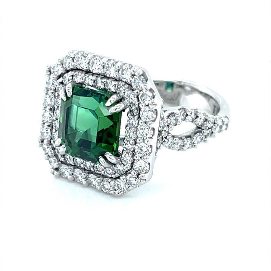 Green Tourmaline and Diamond Halo Ring - ForeverJewels Design Studio 8