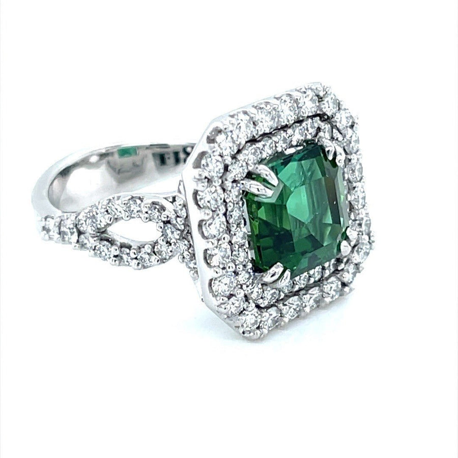 Green Tourmaline and Diamond Halo Ring - ForeverJewels Design Studio 8