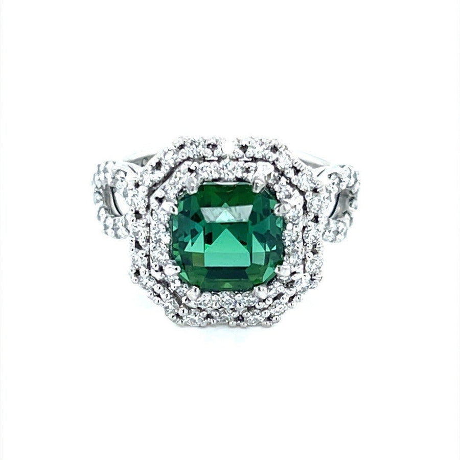 Green Tourmaline and Diamond Halo Ring - ForeverJewels Design Studio 8