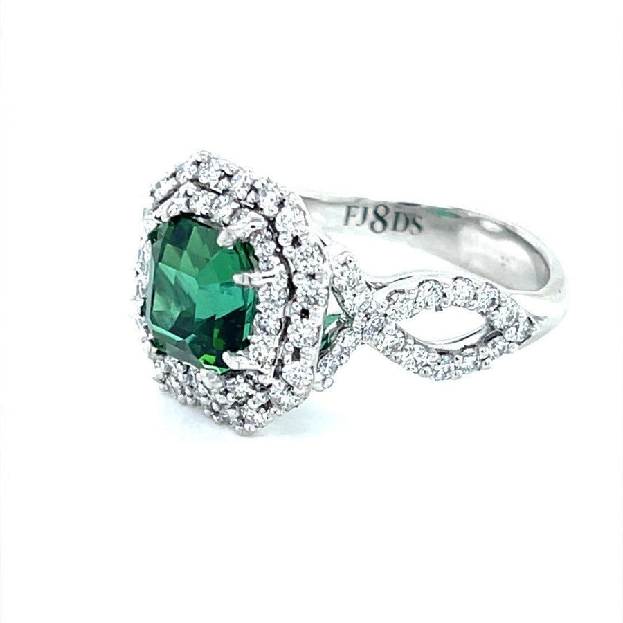 Green Tourmaline and Diamond Halo Ring - ForeverJewels Design Studio 8