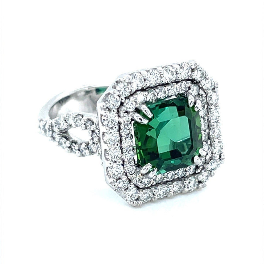 Green Tourmaline and Diamond Halo Ring - ForeverJewels Design Studio 8