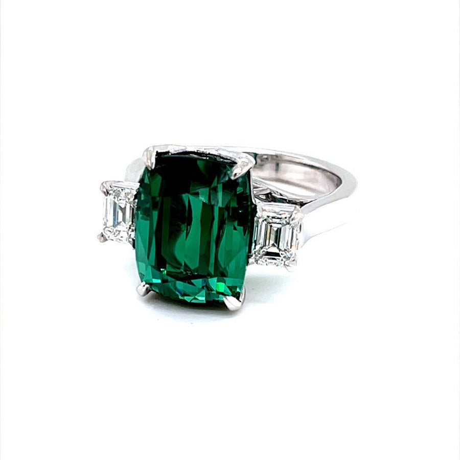 Green Tourmaline & Diamond Trilogy Ring - ForeverJewels Design Studio 8