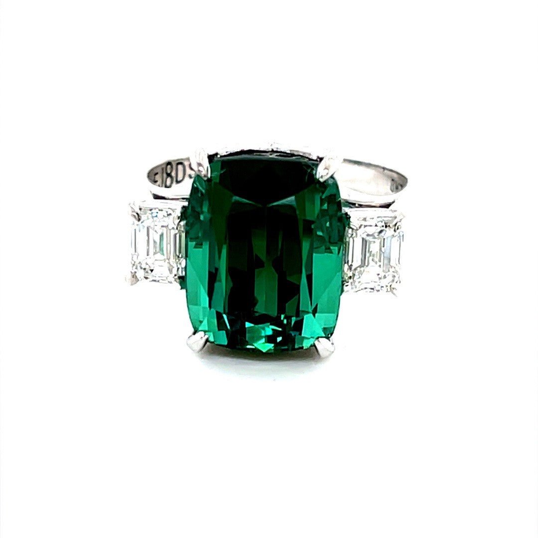Green Tourmaline & Diamond Trilogy Ring - ForeverJewels Design Studio 8