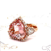 Heart Pink Morganite and Diamond Halo Ring - ForeverJewels Design Studio 8