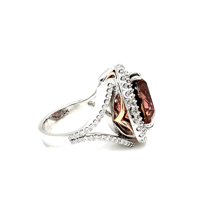 Heart Pink Tourmaline and Double Diamond Halo Ring - ForeverJewels Design Studio 8