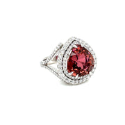 Heart Pink Tourmaline and Double Diamond Halo Ring - ForeverJewels Design Studio 8
