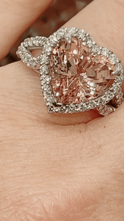 Heart Shaped Pink Tourmaline and Diamond Halo Ring - ForeverJewels Design Studio 8