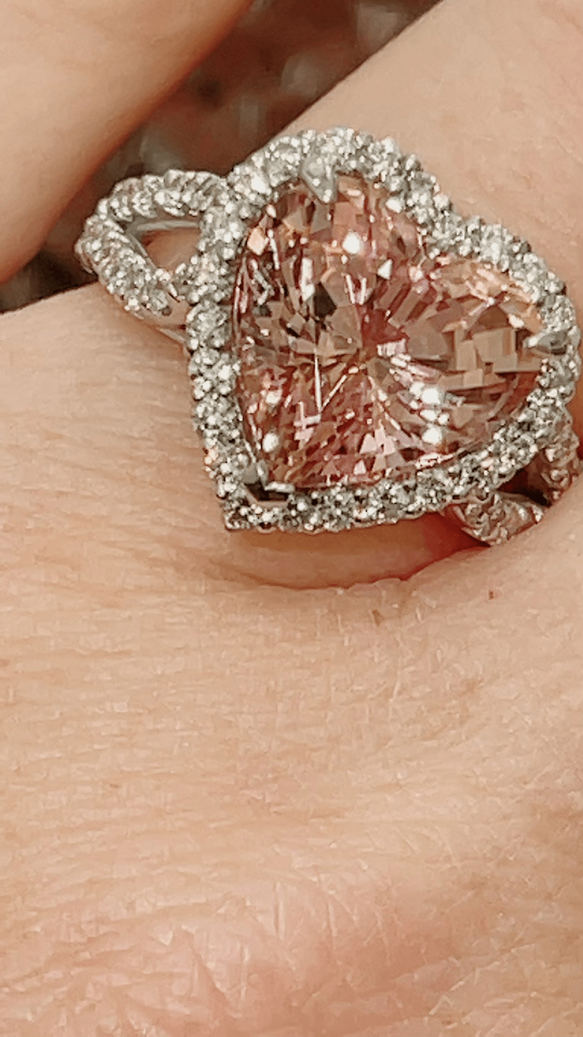 Heart Shaped Pink Tourmaline and Diamond Halo Ring - ForeverJewels Design Studio 8