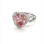 Heart Shaped Pink Tourmaline and Diamond Halo Ring - ForeverJewels Design Studio 8