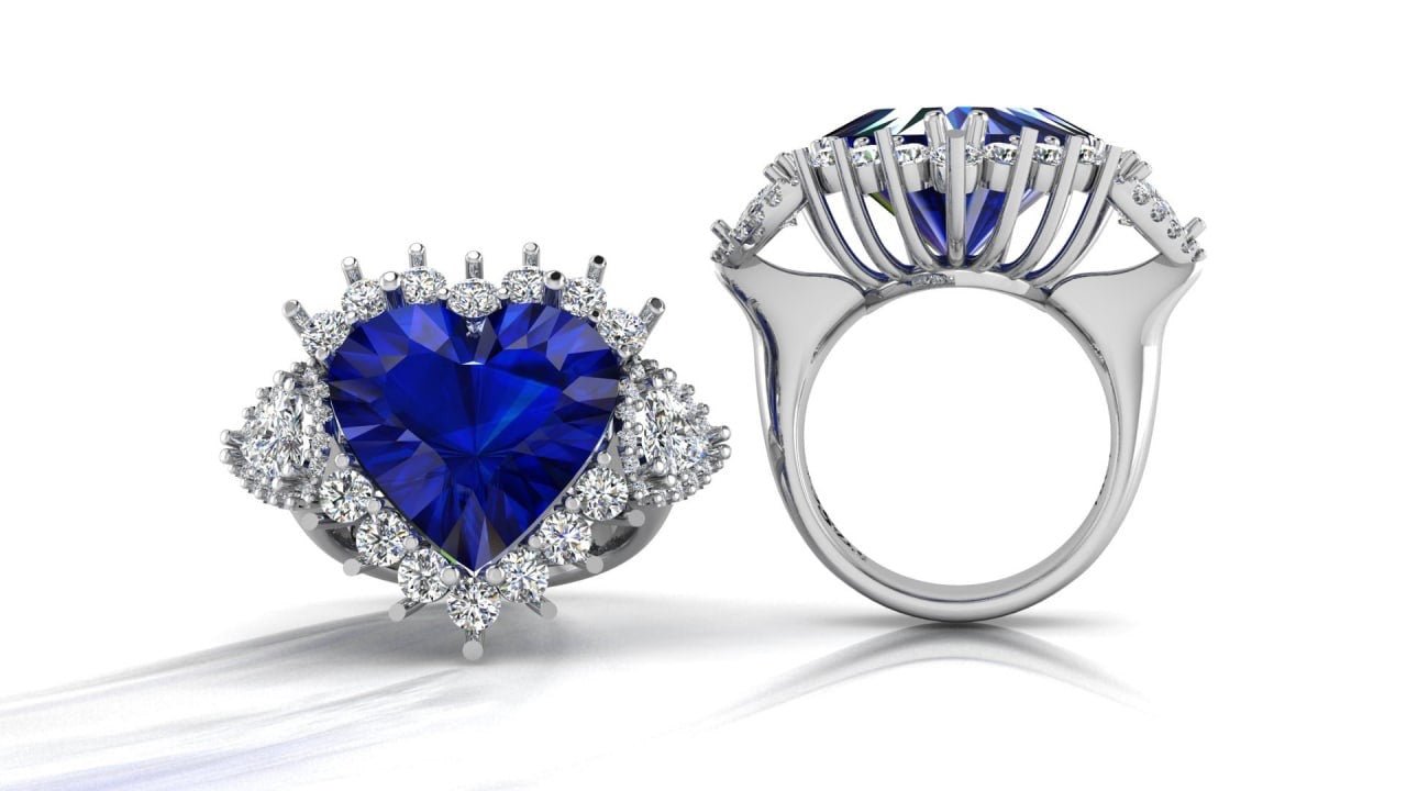 Heart shaped Tanzanite and Diamond Halo Ring - ForeverJewels Design Studio 8