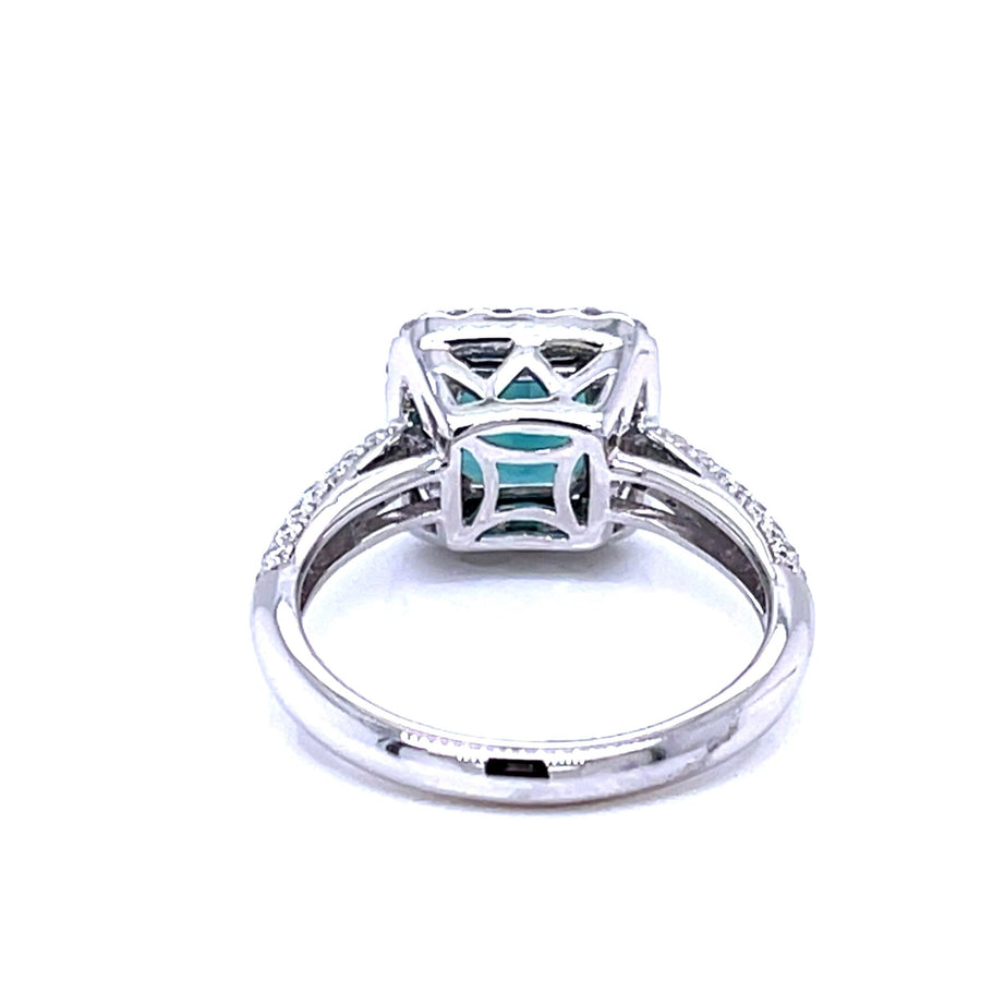 Indicolite Tourmaline and Diamond halo Ring - ForeverJewels Design Studio 8