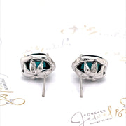 Indicolite Tourmaline and Diamond Halo Stud Earrings - ForeverJewels Design Studio 8